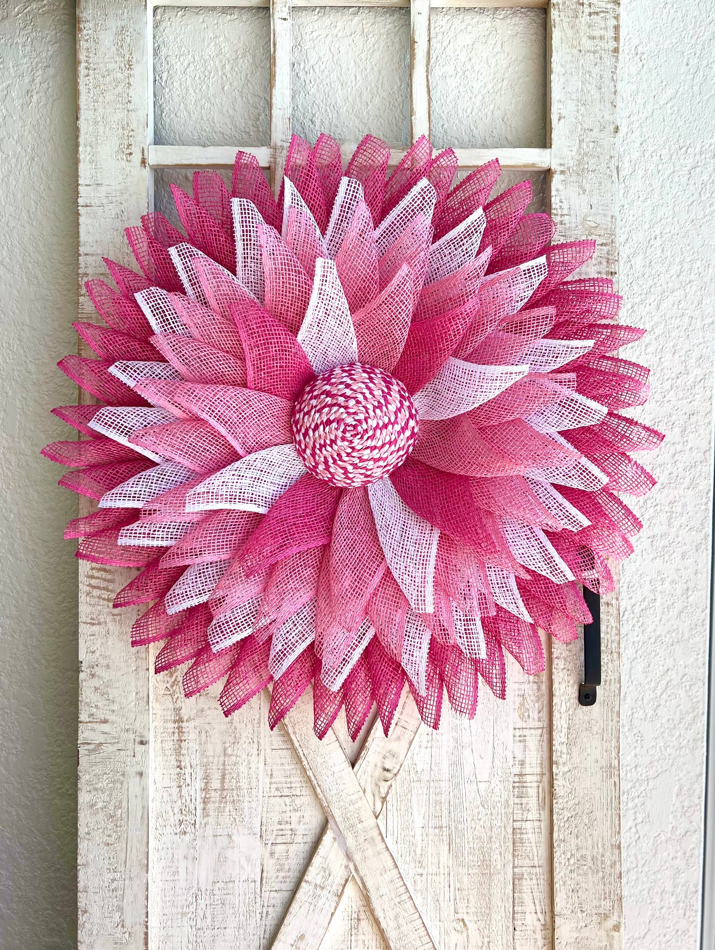 Pink Awareness Beach Starburst Wreath for front Door Pink Lanai Decoration Beach Wreath Tropical Wreath Seaside Coastal Mothers Day Gift