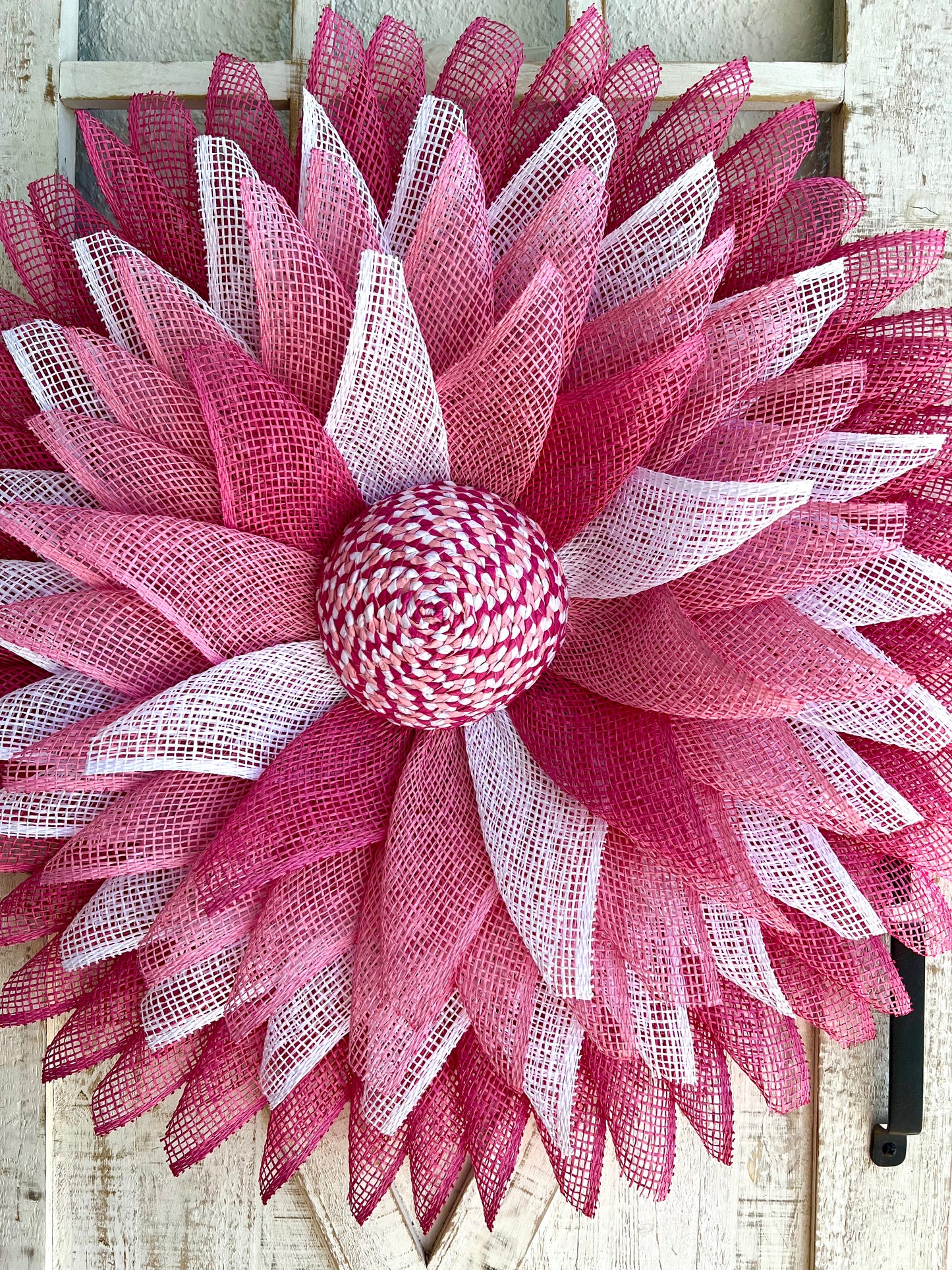 Pink Awareness Beach Starburst Wreath for front Door Pink Lanai Decoration Beach Wreath Tropical Wreath Seaside Coastal Mothers Day Gift