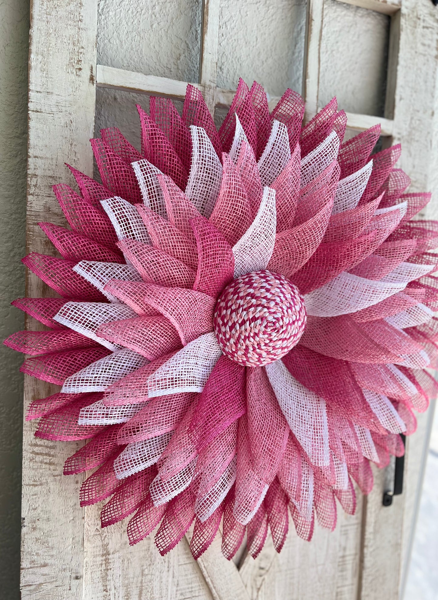 Pink Awareness Beach Starburst Wreath for front Door Pink Lanai Decoration Beach Wreath Tropical Wreath Seaside Coastal Mothers Day Gift