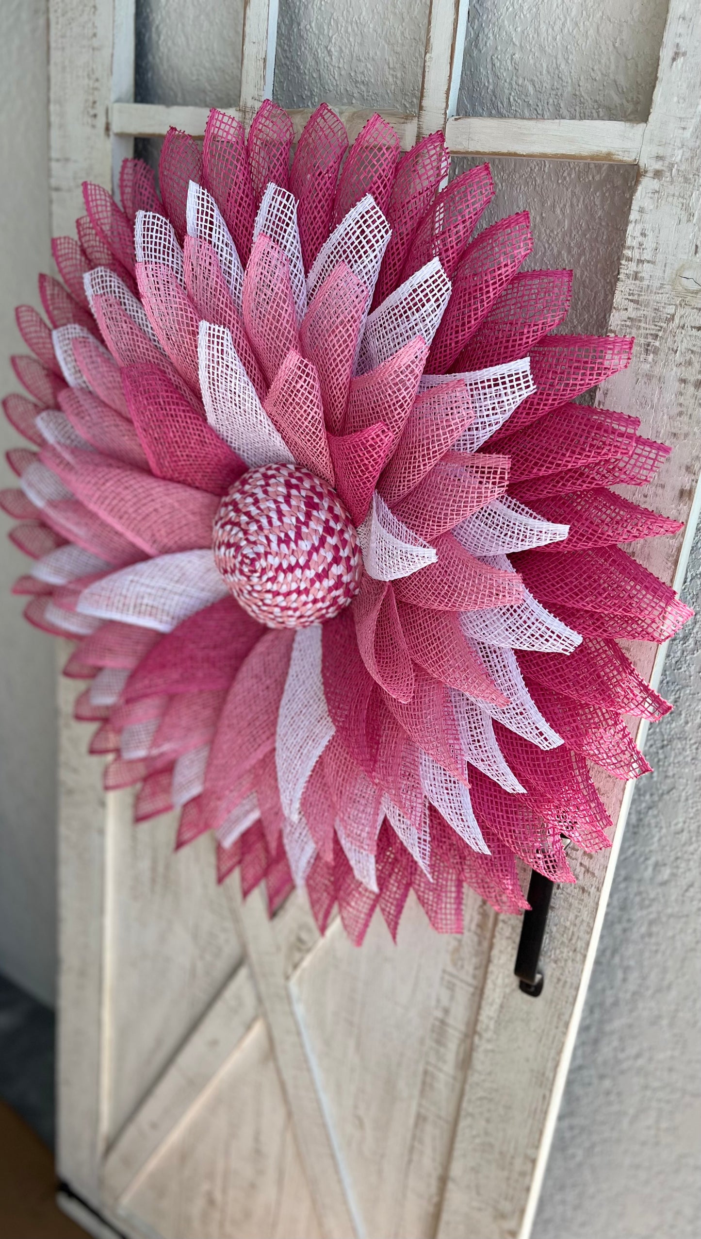Pink Awareness Beach Starburst Wreath for front Door Pink Lanai Decoration Beach Wreath Tropical Wreath Seaside Coastal Mothers Day Gift