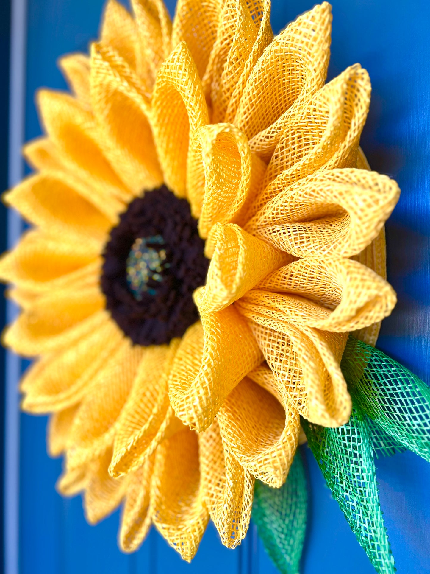 Yellow Sunflower Wreath with Leaves Sunflower Door Decoration for Front Door Flower Wreath Summertime Wreath Lanai Decor