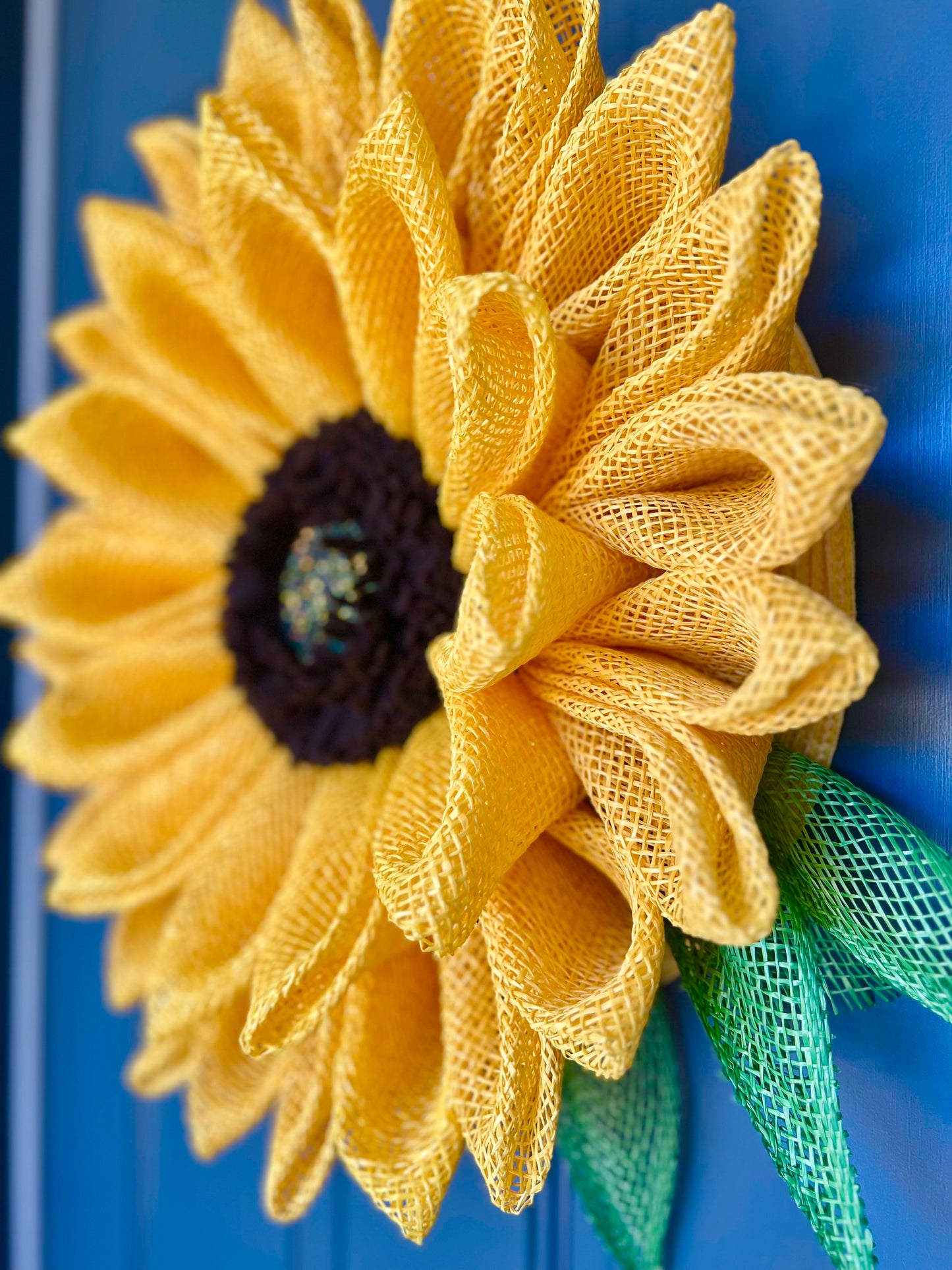 Yellow Sunflower Wreath with Leaves Sunflower Door Decoration for Front Door Flower Wreath Summertime Wreath Lanai Decor