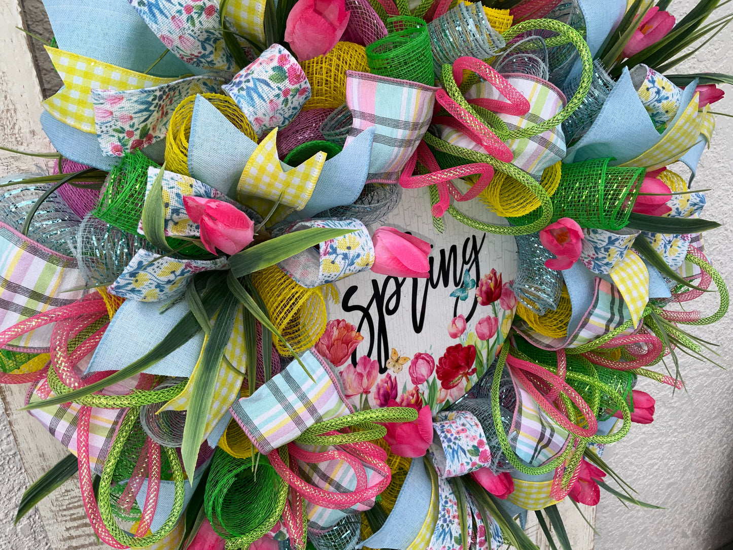 Spring Wreath for Front Door Tulip Wreath Gift for Mom Gift for Her Spring Decoration Spring Deco Easter Wreath Spring Door Hanger