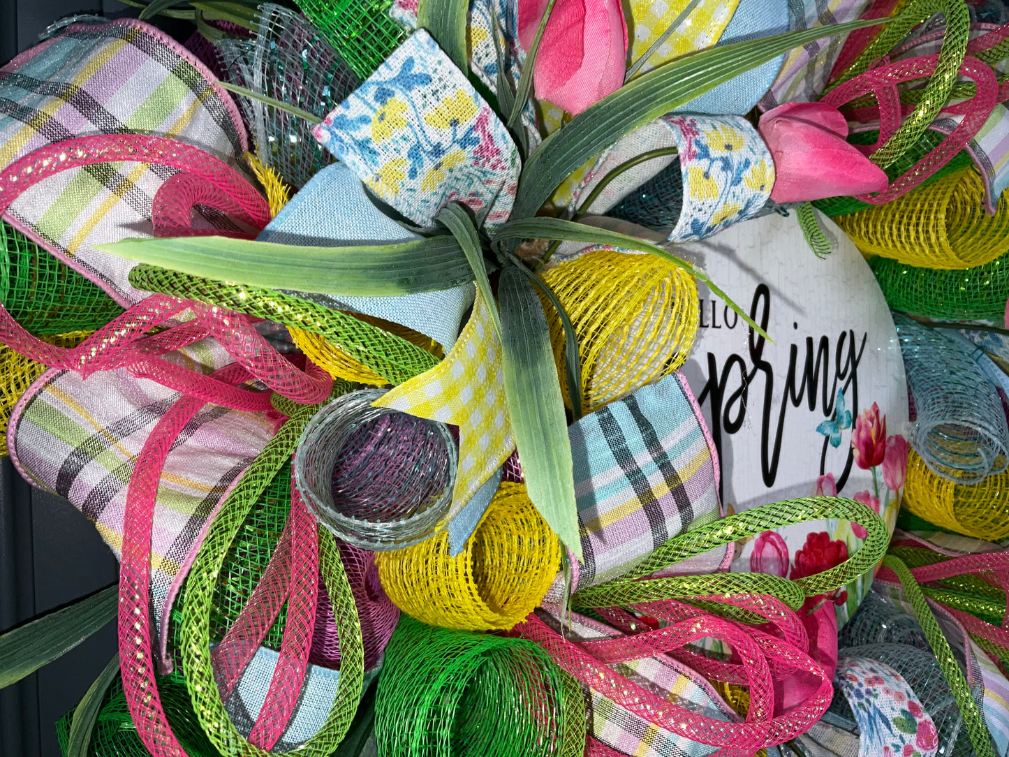 Spring Wreath for Front Door Tulip Wreath Gift for Mom Gift for Her Spring Decoration Spring Deco Easter Wreath Spring Door Hanger