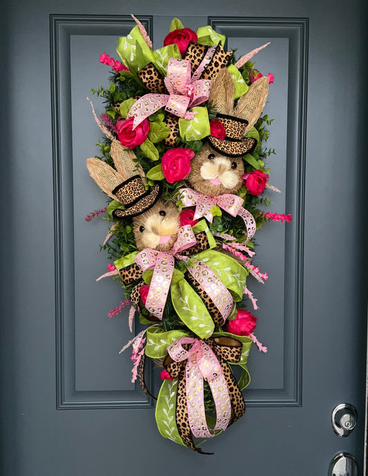 Easter Bunny Wreath for Front Door Easter Swag Wreath Luxurious Spring Wreath for Front Door Show Stopper Wreath