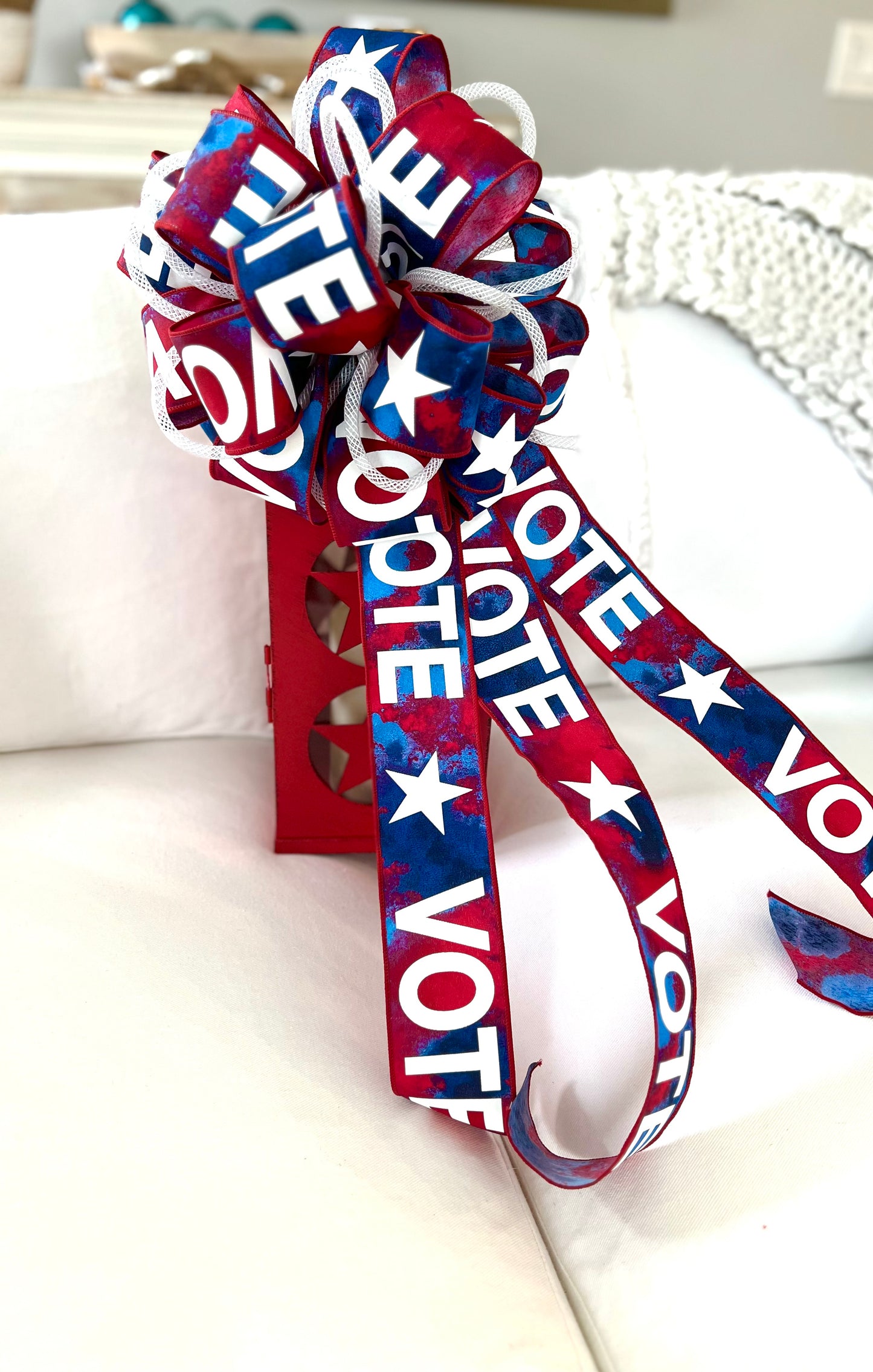 Vote Bow, Patriotic Bow, Election Bow, Political Decoration, Democrat, Republican  Independent Voting Decor, Independence Day, July 4 Bow