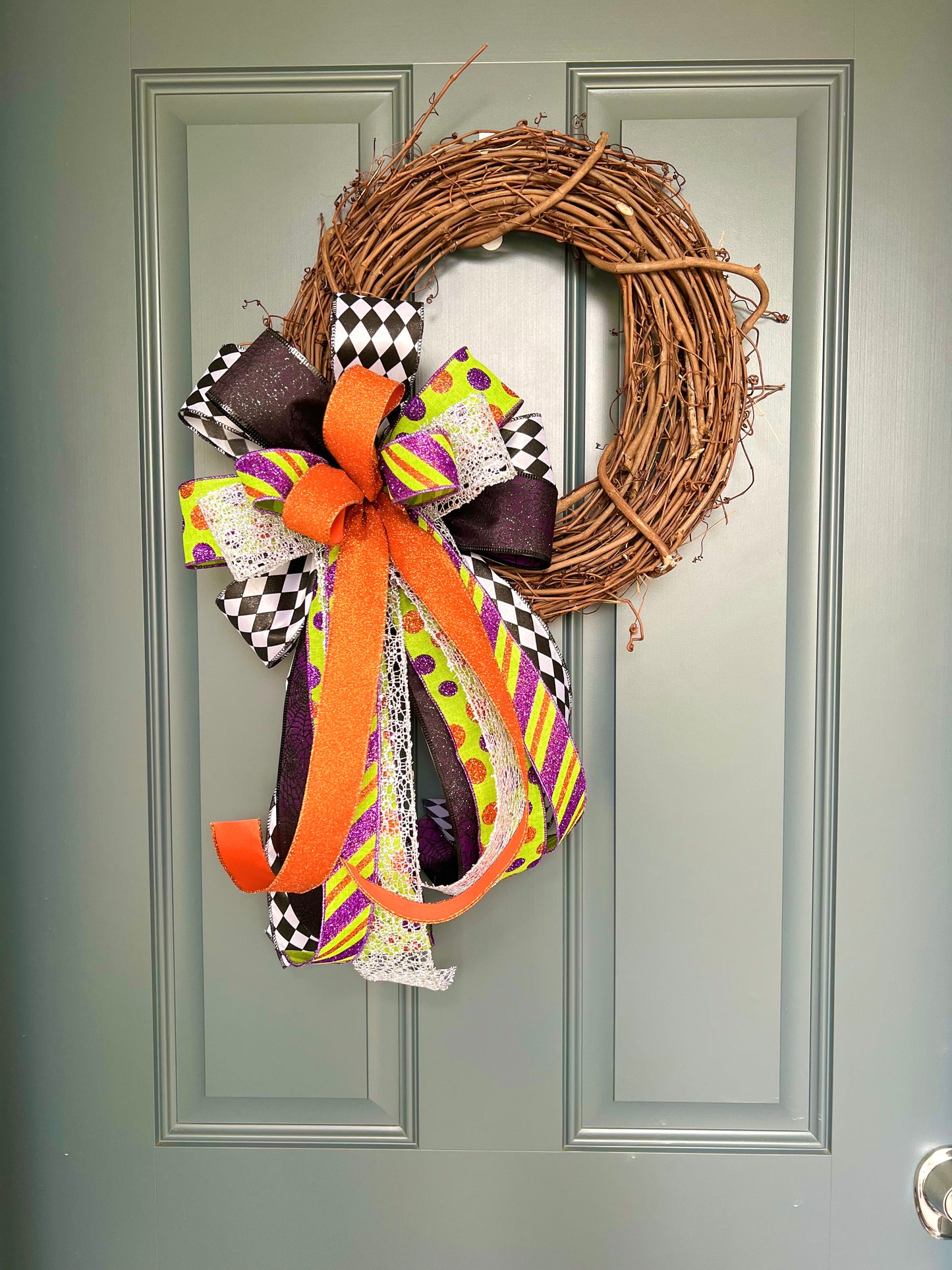 Halloween Bow for Wreath, Lamp Post, Garage or Carriage Light, October 31 Decoration, Halloween Decor, Simple Halloween, Halloween Decor