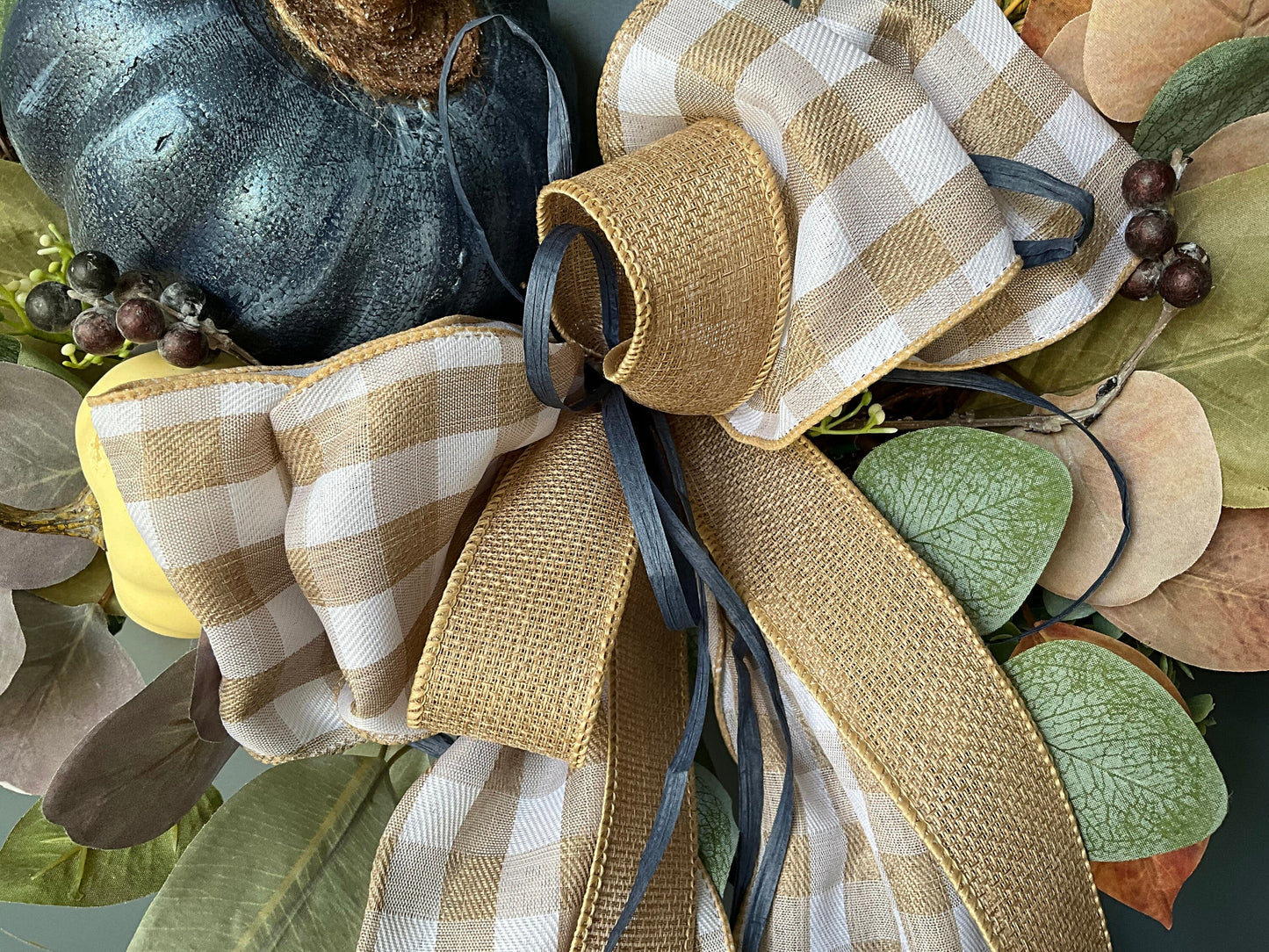 Rustic Fall Harvest Autumn Pumpkin Berry Grapevine Thanksgiving Wreath for Front Door, High End Fall Wreath, Fall Colors Wreath Pouf Designs