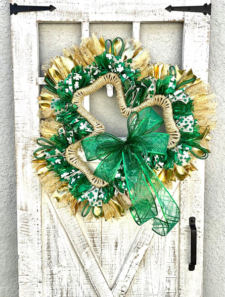St. Patrick’s Day Wreath for front door, Irish Wreath, Front Door Decor, Green Wreath, Shamrock Wreath, Clover Wreath