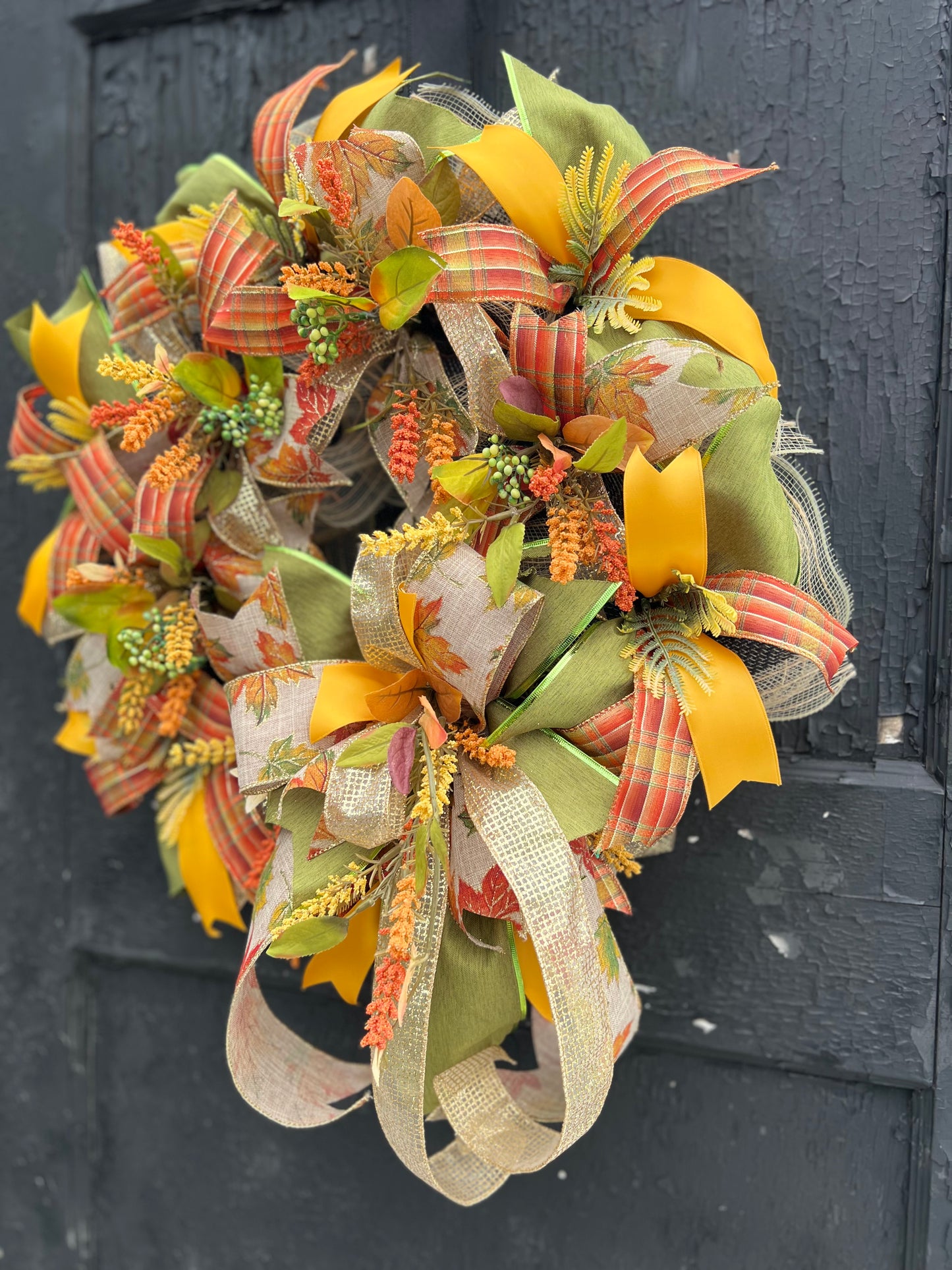 Fall Leaves Wreath for Front Door
