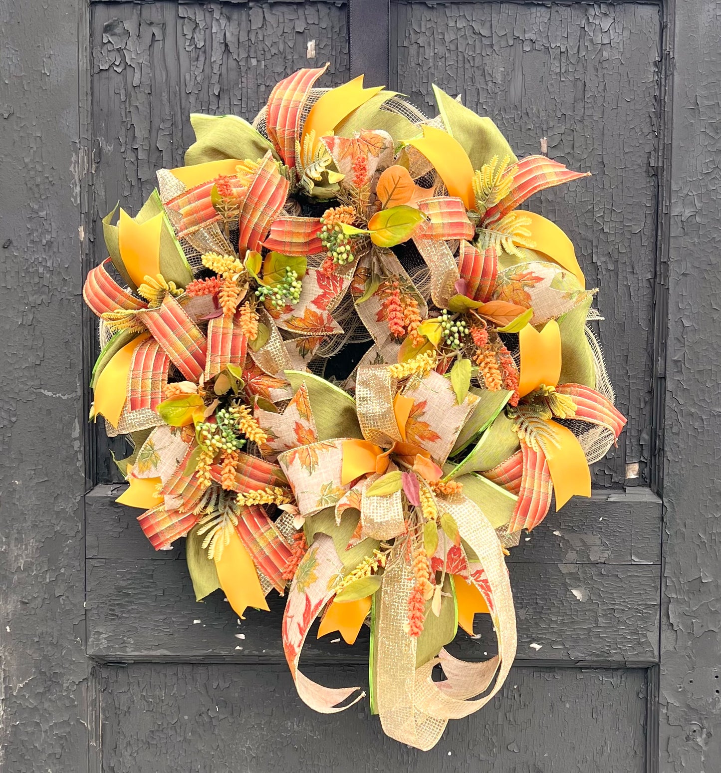 Fall Leaves Wreath for Front Door
