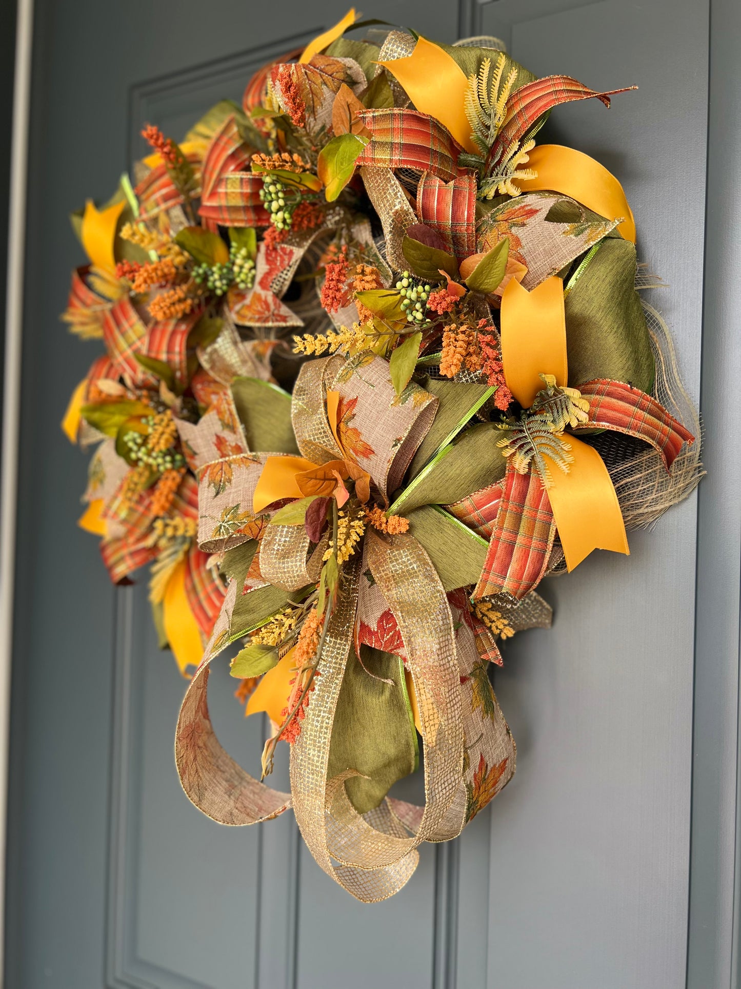 Fall Leaves Wreath for Front Door