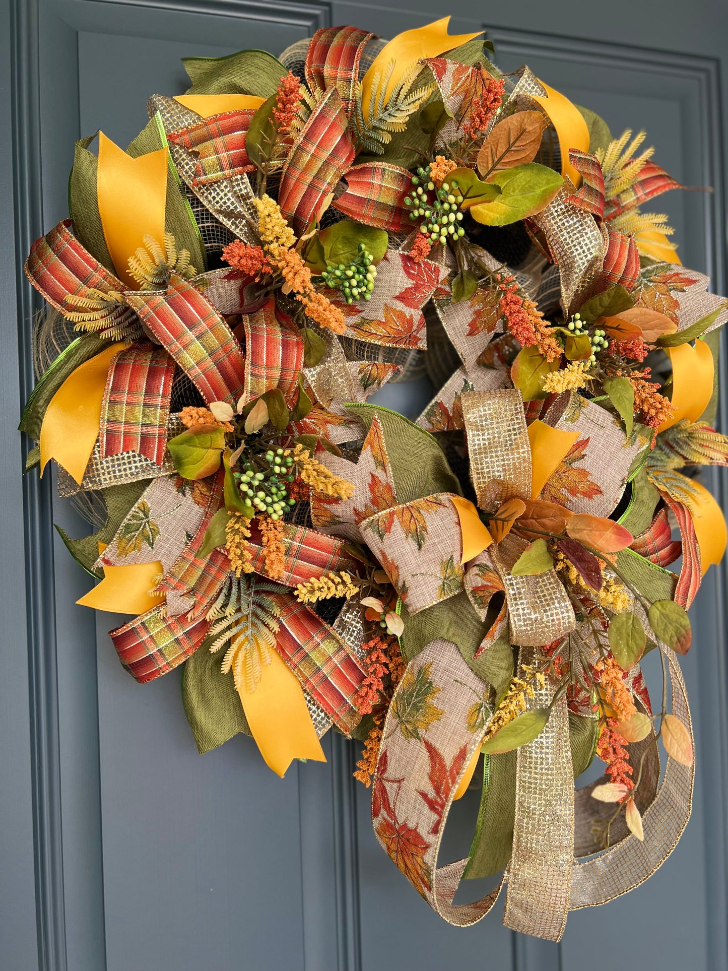 Fall Leaves Wreath for Front Door