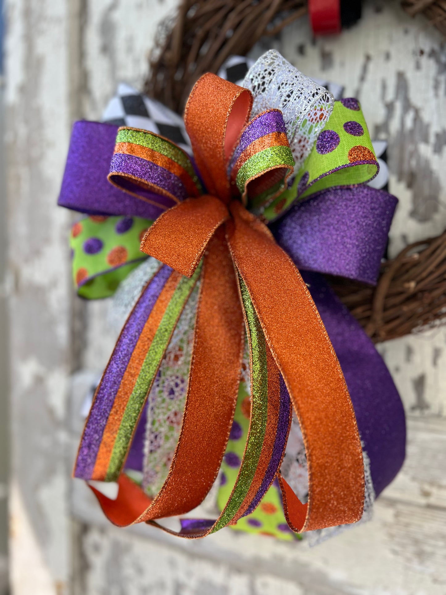 Halloween Bow for Wreath, Lamp Post, Garage or Carriage Light, October 31 Decoration, Halloween Decor, Simple Halloween, Halloween Decor