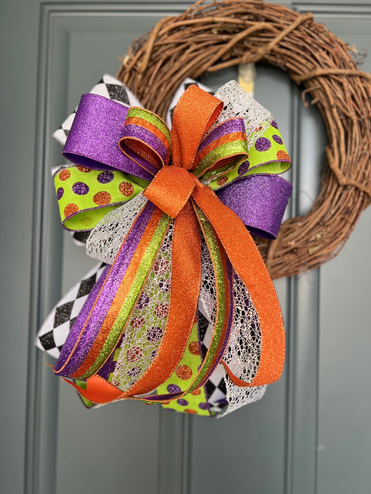 Halloween Bow for Wreath, Lamp Post, Garage or Carriage Light, October 31 Decoration, Halloween Decor, Simple Halloween, Halloween Decor