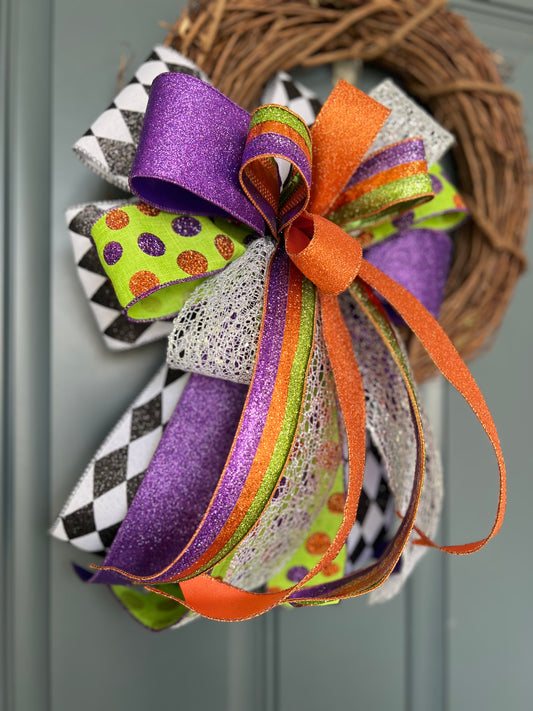 Halloween Bow for Wreath, Lamp Post, Garage or Carriage Light, October 31 Decoration, Halloween Decor, Simple Halloween, Halloween Decor