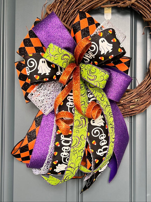 Halloween Bow for Wreath, Lamp Post, Garage or Carriage Light, October 31 Decoration, Halloween Decor, Simple Halloween, Halloween Decor (Copy)