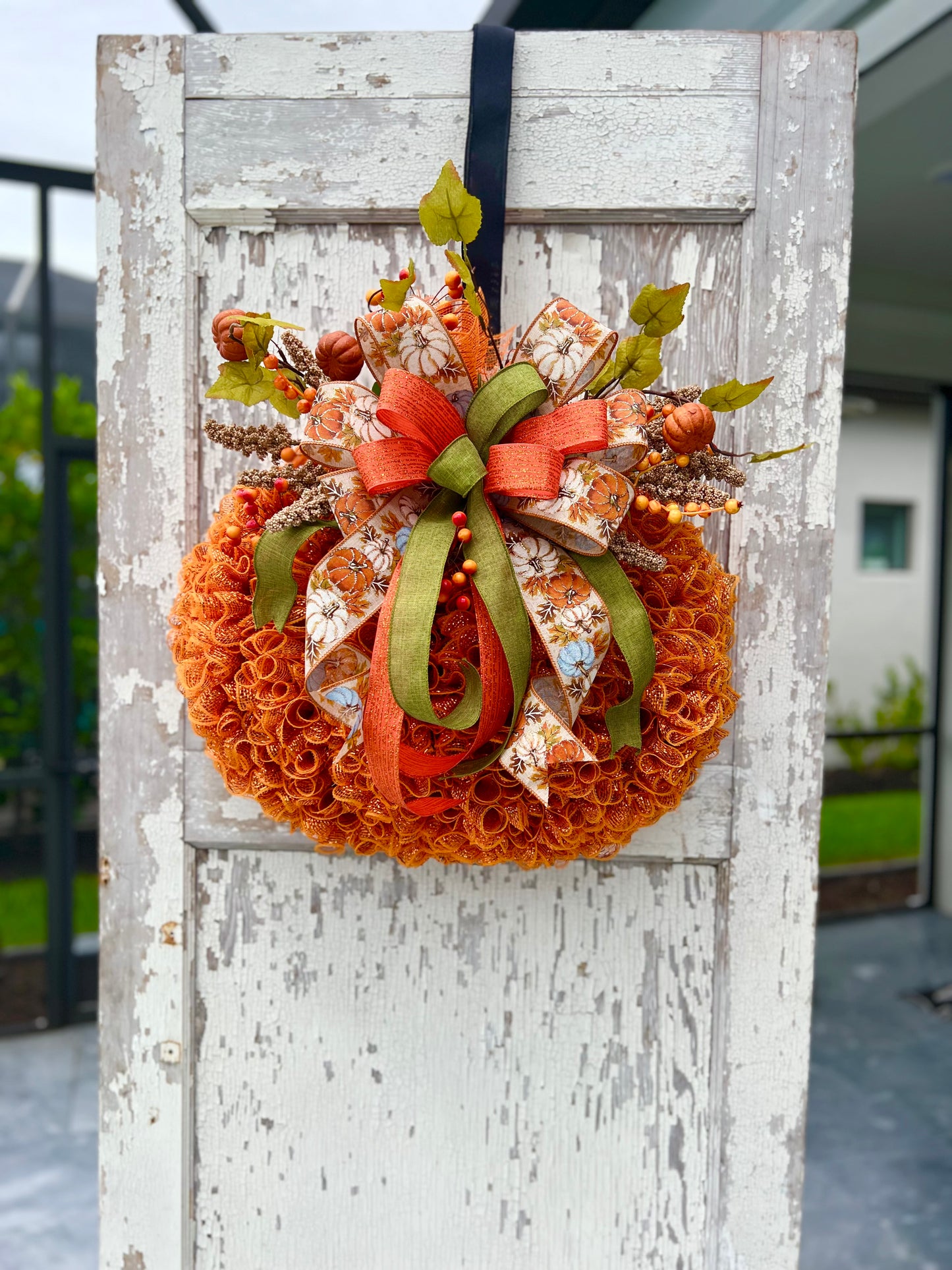 Pumpkin Wreath for Thanksgiving, Fall or Halloween