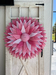 Pink Awareness Beach Starburst Wreath for front Door Pink Lanai Decoration Beach Wreath Tropical Wreath Seaside Coastal Mothers Day Gift