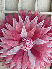 Pink Awareness Beach Starburst Wreath for front Door Pink Lanai Decoration Beach Wreath Tropical Wreath Seaside Coastal Mothers Day Gift