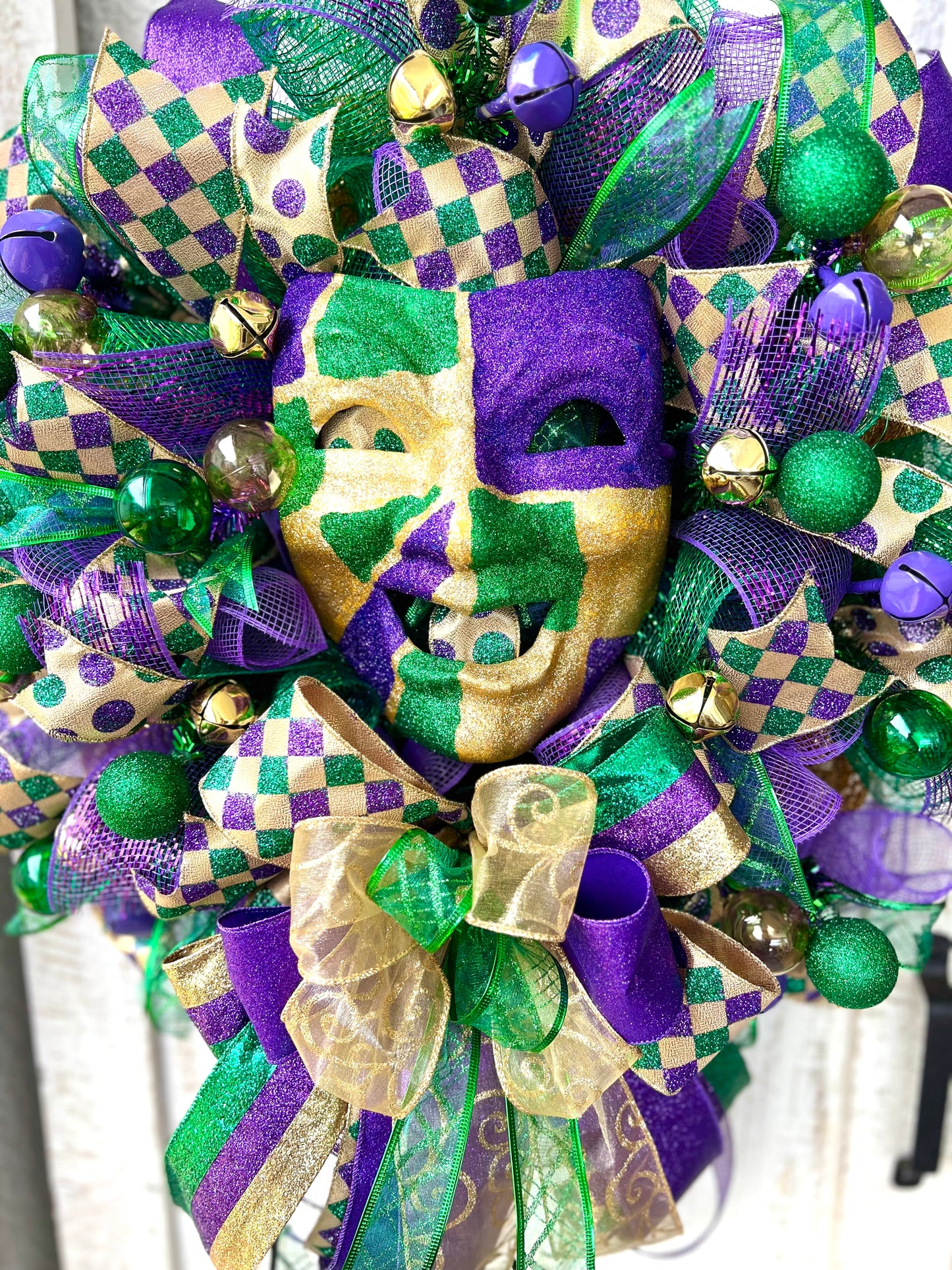 Mardi Gras Wreath with Mask for Front Door Mardi Gras Mask Wreath Decoration Mardi Gras Carnival Wreath Fat Tuesday Wreath Mardi Gras Decor