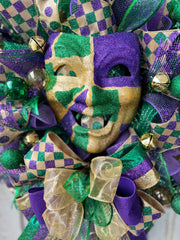 Mardi Gras Wreath with Mask for Front Door Mardi Gras Mask Wreath Decoration Mardi Gras Carnival Wreath Fat Tuesday Wreath Mardi Gras Decor