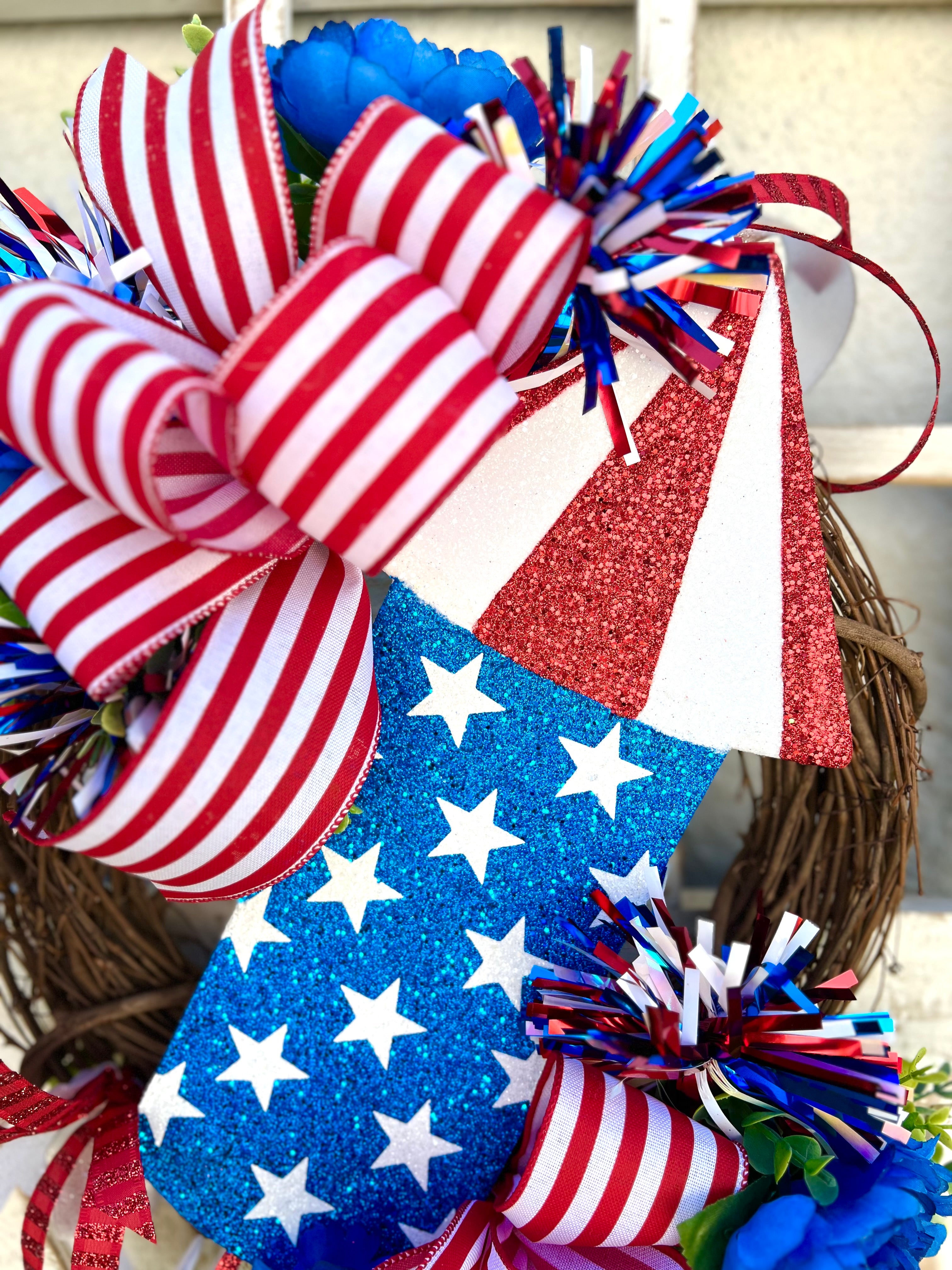 Patriotic Gnome wreath, patriotic wreath, red white and blue shops wreath, Independence Day wreath, gnome wreath,