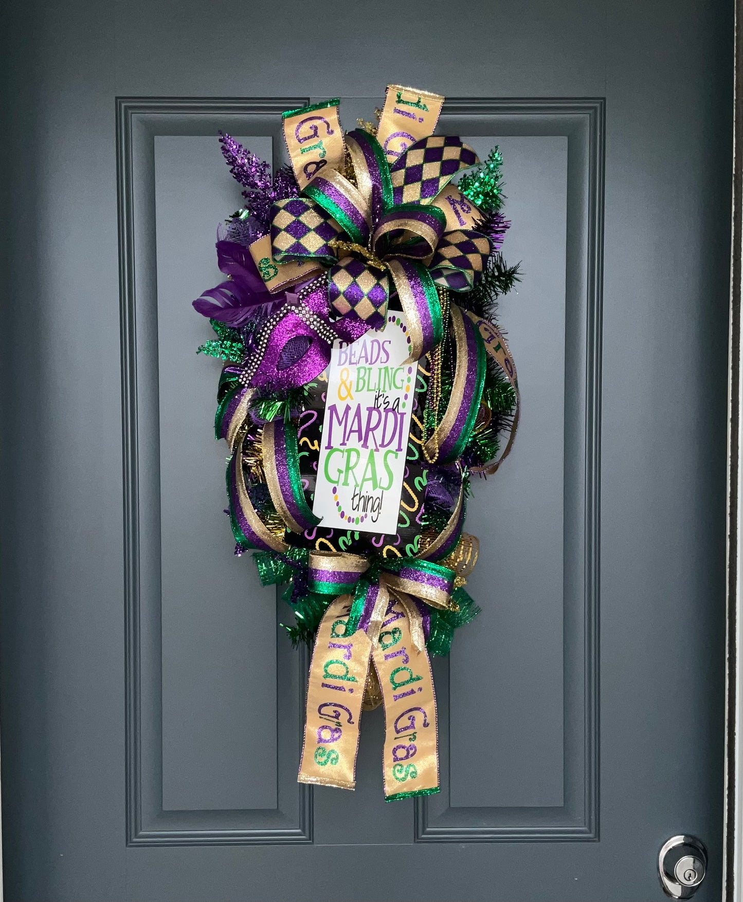 Mardi Gras Wreath for Front Door Swag Wreath for Mardi Gras Carnival Wreath Fat Tuesday Wreath Mardi Gras Decor