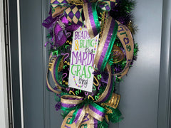 Mardi Gras Wreath for Front Door Swag Wreath for Mardi Gras Carnival Wreath Fat Tuesday Wreath Mardi Gras Decor