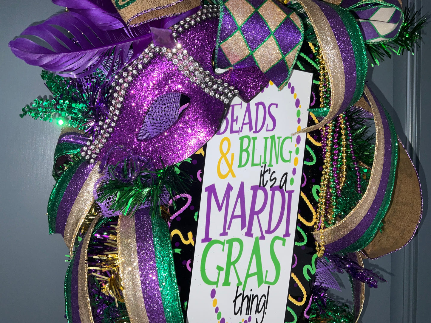 Mardi Gras Wreath for Front Door Swag Wreath for Mardi Gras Carnival Wreath Fat Tuesday Wreath Mardi Gras Decor