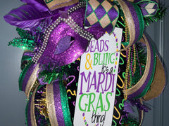 Mardi Gras Wreath for Front Door Swag Wreath for Mardi Gras Carnival Wreath Fat Tuesday Wreath Mardi Gras Decor