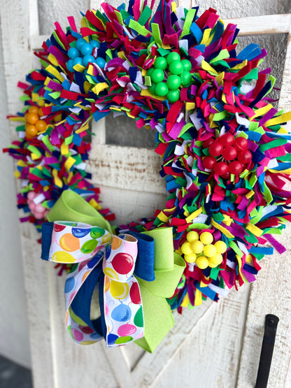 Happy Birthday Wreath for Front Door, Felt Birthday Party Wreath Decoration, Birthday Balloons Wreath Decoration, School Teacher Gift