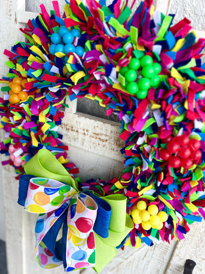 Happy Birthday Wreath for Front Door, Felt Birthday Party Wreath Decoration, Birthday Balloons Wreath Decoration, School Teacher Gift