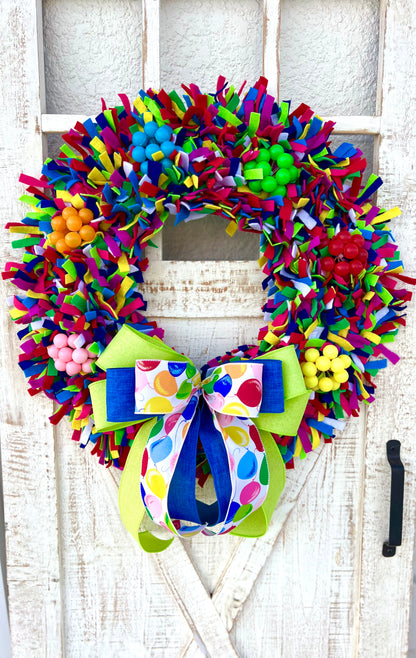 Happy Birthday Wreath for Front Door, Felt Birthday Party Wreath Decoration, Birthday Balloons Wreath Decoration, School Teacher Gift