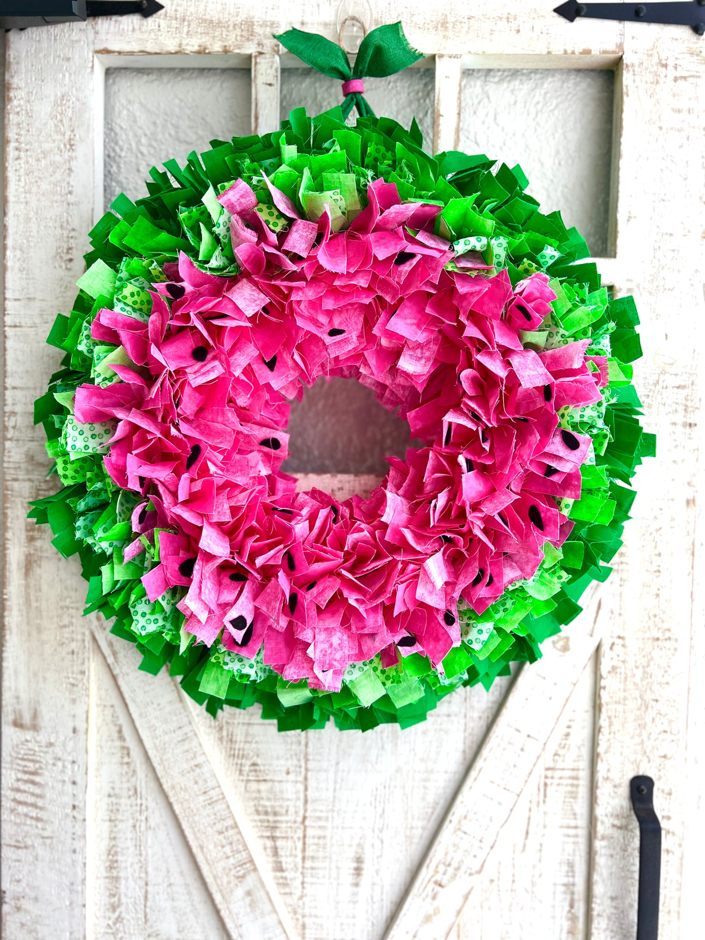 Summer Watermelon Wreath for Front Door, Summer Rag Wreath for Front Door, Rag Wreath, Fruit Wreath for Door, Fabric Wreath for Door