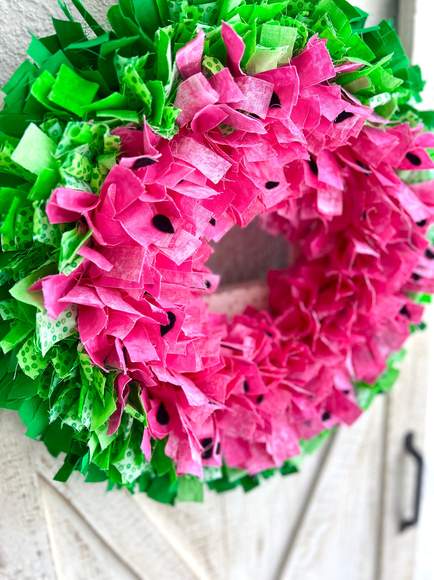 Summer Watermelon Wreath for Front Door, Summer Rag Wreath for Front Door, Rag Wreath, Fruit Wreath for Door, Fabric Wreath for Door