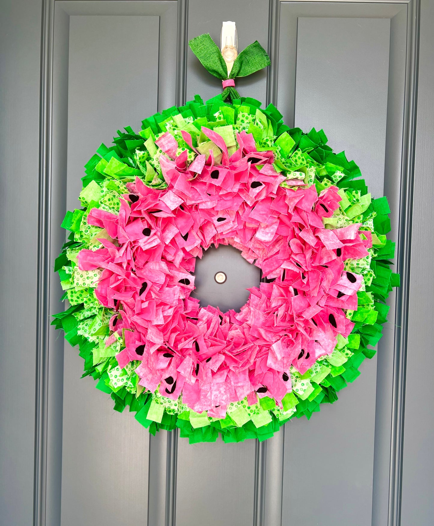 Summer Watermelon Wreath for Front Door, Summer Rag Wreath for Front Door, Rag Wreath, Fruit Wreath for Door, Fabric Wreath for Door