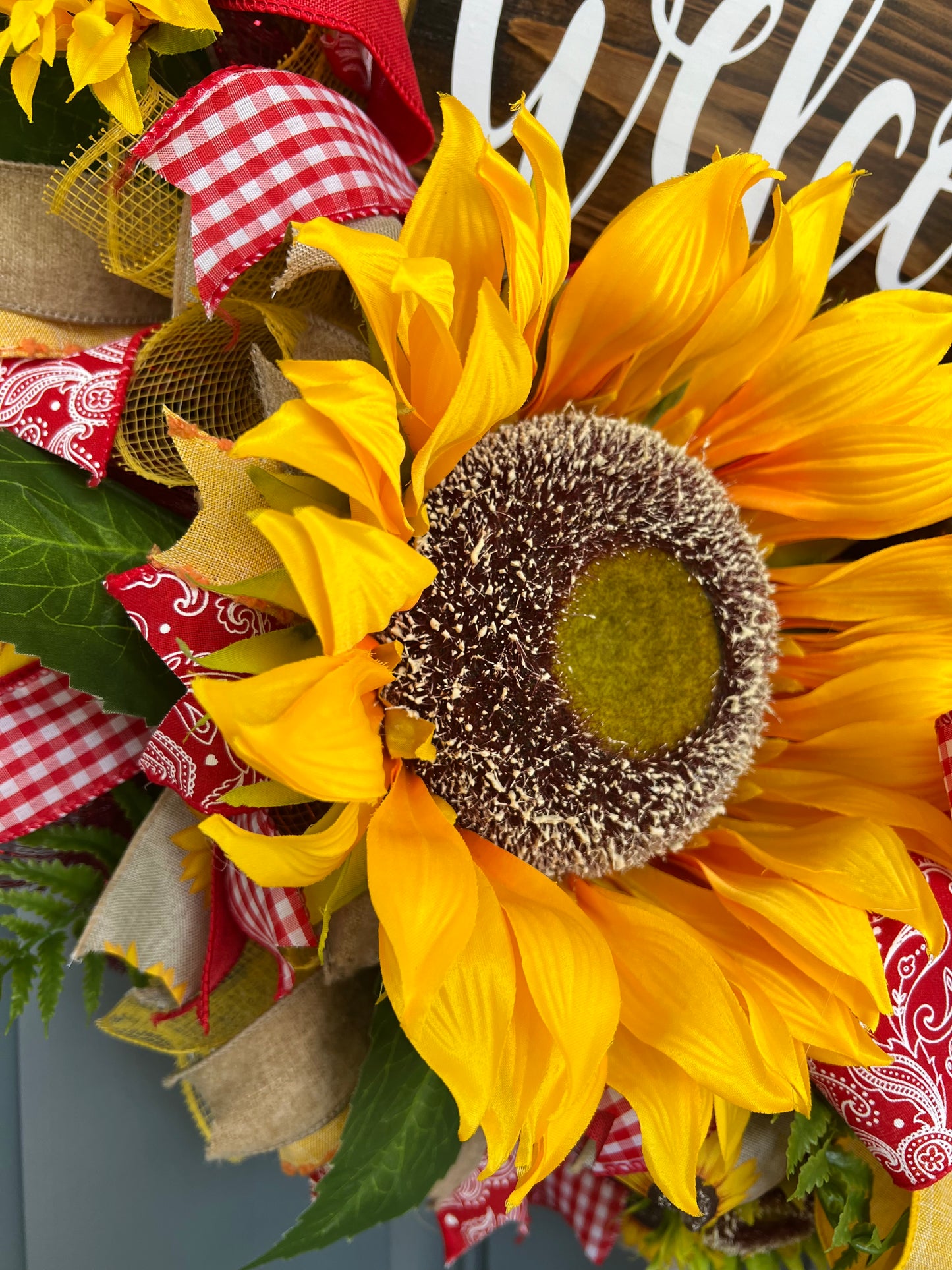 Fall Sunflower Welcome Wreath for Front Door, Sunflower Wreath, Welcome Wreath, Fall Decor, Country Porch Decor, Rustic Farmhouse Wreath