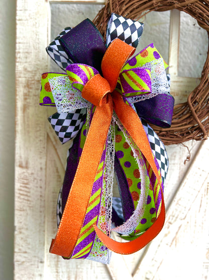 Halloween Bow for Wreath, Lamp Post, Garage or Carriage Light, October 31 Decoration, Halloween Decor, Simple Halloween, Halloween Decor