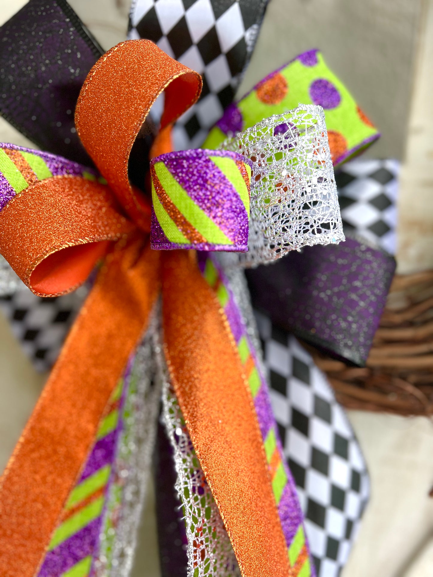 Halloween Bow for Wreath, Lamp Post, Garage or Carriage Light, October 31 Decoration, Halloween Decor, Simple Halloween, Halloween Decor