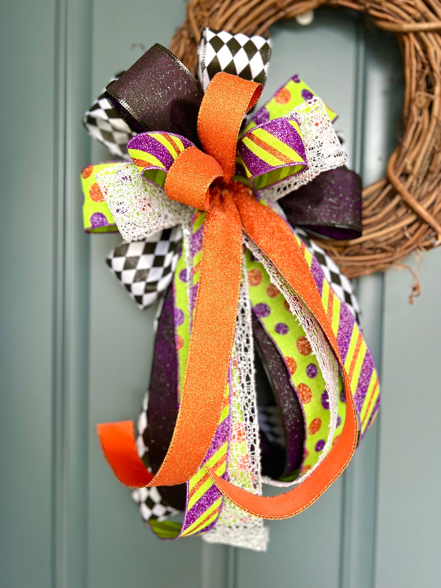 Halloween Bow for Wreath, Lamp Post, Garage or Carriage Light, October 31 Decoration, Halloween Decor, Simple Halloween, Halloween Decor