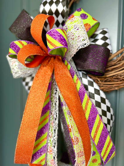 Halloween Bow for Wreath, Lamp Post, Garage or Carriage Light, October 31 Decoration, Halloween Decor, Simple Halloween, Halloween Decor