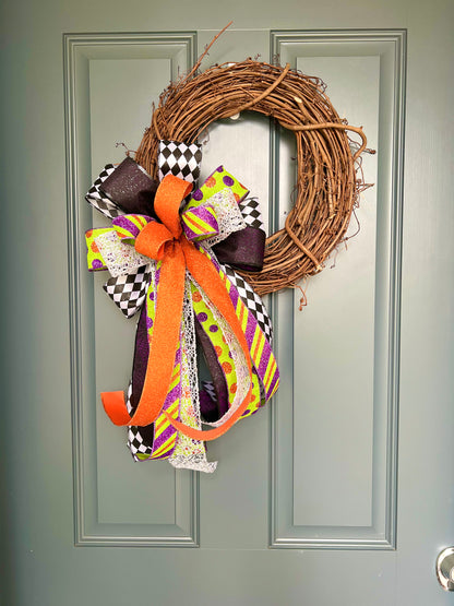 Halloween Bow for Wreath, Lamp Post, Garage or Carriage Light, October 31 Decoration, Halloween Decor, Simple Halloween, Halloween Decor