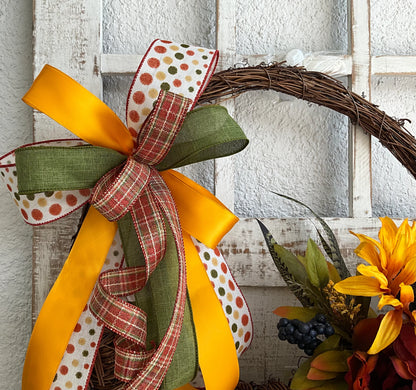 Autumn Harvest Thanksgiving Cornucopia Wreath, Fall Rustic Door Basket Wreath, Fall Door Decor Pouf Designs by Valerie Fall Front Door Decor