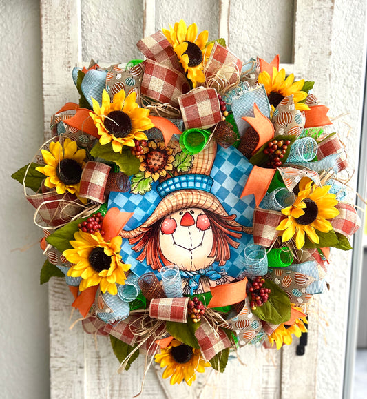 Autumn Harvest Thanksgiving Scarecrow Wreath, Fall Rustic Door, Fall Door Decor Pouf Designs by Valerie Fall Front Door Decor (Copy)