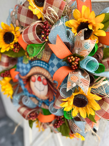 Autumn Harvest Thanksgiving Scarecrow Wreath, Fall Rustic Door, Fall Door Decor Pouf Designs by Valerie Fall Front Door Decor (Copy)