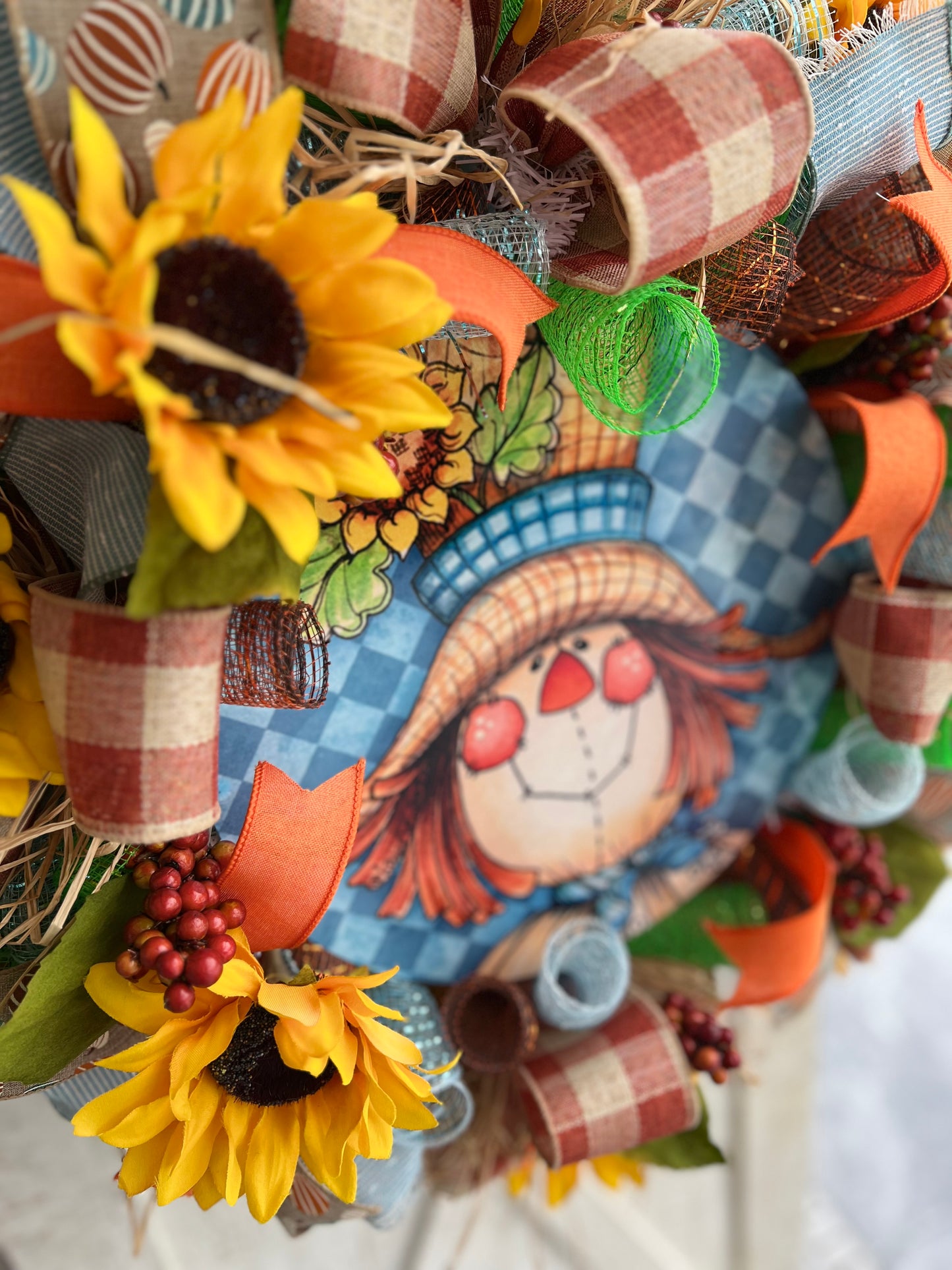 Autumn Harvest Thanksgiving Scarecrow Wreath, Fall Rustic Door, Fall Door Decor Pouf Designs by Valerie Fall Front Door Decor (Copy)