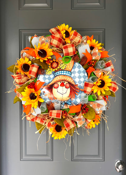 Autumn Harvest Thanksgiving Scarecrow Wreath, Fall Rustic Door, Fall Door Decor Pouf Designs by Valerie Fall Front Door Decor (Copy)