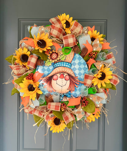 Autumn Harvest Thanksgiving Scarecrow Wreath, Fall Rustic Door, Fall Door Decor Pouf Designs by Valerie Fall Front Door Decor (Copy)