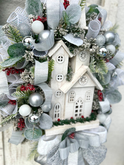 Christmas Wreath for Front Door, Christmas House Wreath, Religious Christmas Wreath with Berries and Eucalyptus Winter Wreath for Front Door